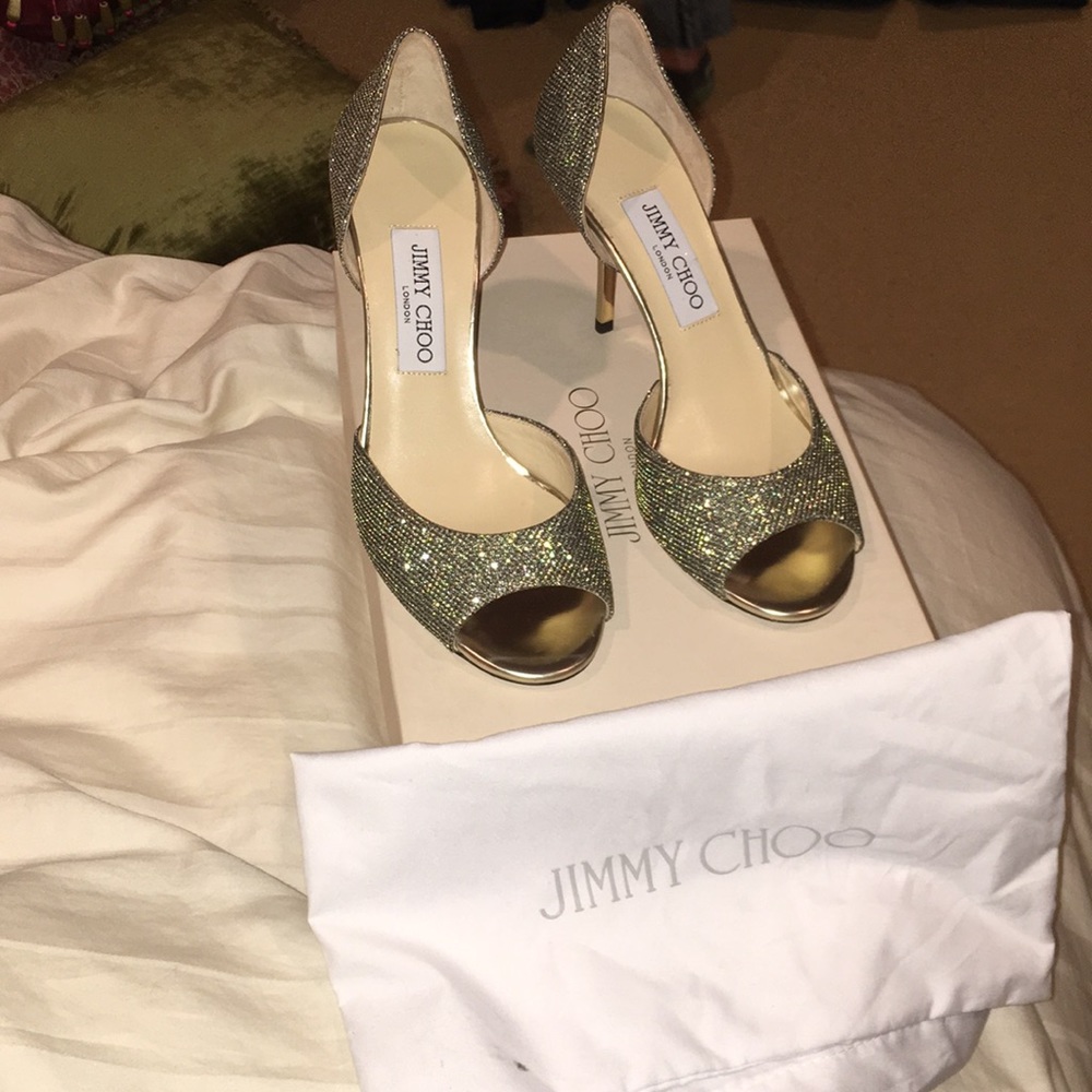 Jimmy Choo peep toe evening shoes